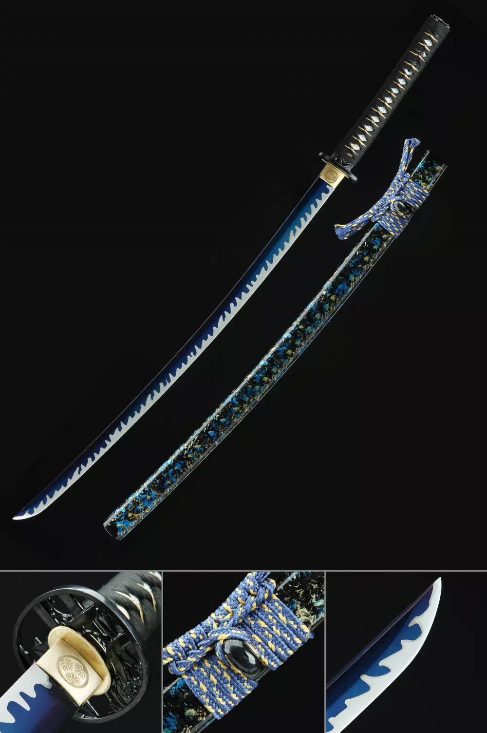 Elegant Blue Blade Katana： Uniting Tradition with Modern Design