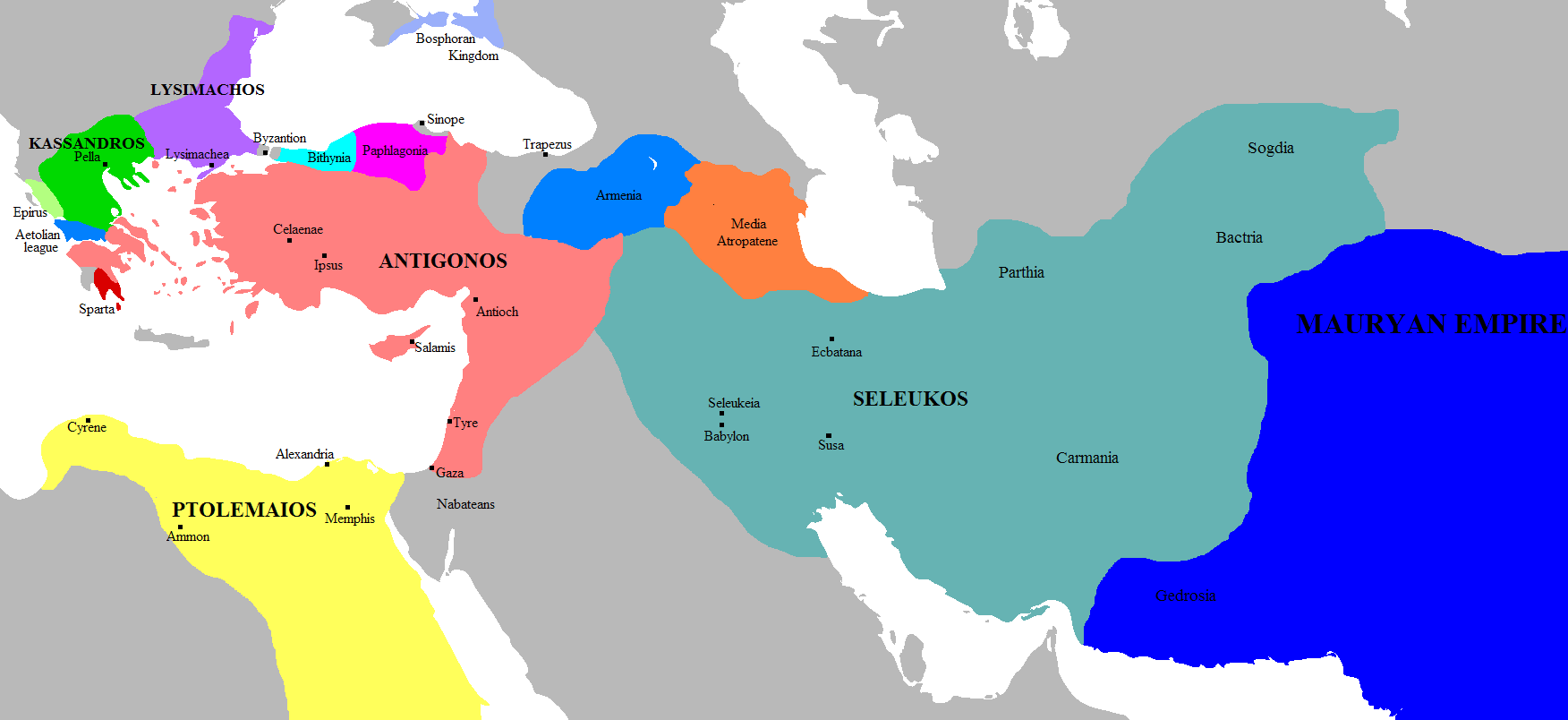 Easy Guide to the 4 Kingdoms After Alexander the Great Map